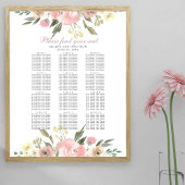 Elegantes, rosa, florales Hochzeitsdiagramm Poster