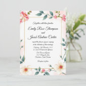 Elegantes rosa florales Hochzeitsformular Einladung (Stehend Vorderseite)