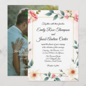 Elegantes rosa florales Hochzeitsformular Einladung (Vorne/Hinten)