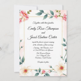 Elegantes rosa florales Hochzeitsformular Einladung