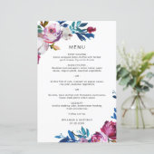 Elegantes rosa florales Hochzeitsmenü (Stehend Vorderseite)
