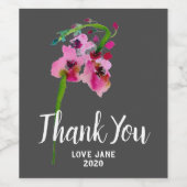 Elegantes rosa florales modernes Dankeschön Gesche Weinetikett (Einzelnes Label)