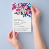 Elegantes, rosa florales, modernes Hochzeitsprogra Flyer (Handgriff)