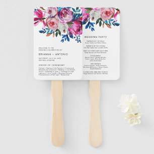 Elegantes rosa florales modernes Hochzeitsprogramm Fächer