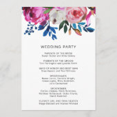 Elegantes rosa florales modernes Hochzeitsprogramm Programm (Rückseite)