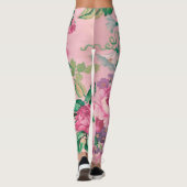 Elegantes, rosa, florales Muster Leggings (Rückseite)
