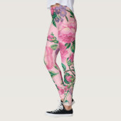 Elegantes, rosa, florales Muster Leggings (Links)