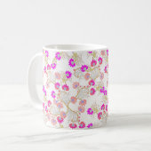 Elegantes rosa, florales, nahtloses Muster Kaffeetasse (Vorderseite Links)