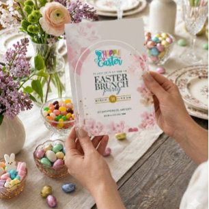 Elegantes rosa florales Osterbrunch   Frühlingsgar Einladung