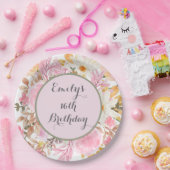 Elegantes, rosa, florales Party Pappteller (Party)