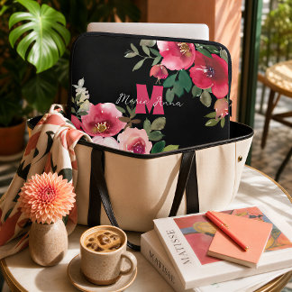 Elegantes rosa florales personalisiertes Geschenk Laptopschutzhülle
