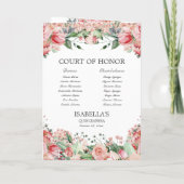 Elegantes rosa, florales Quince Prinzessin Padrino Programm (Rückseite)