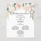 Elegantes rosa, florales Quinceanera-Programm (Vorderseite)