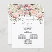 Elegantes rosa, florales Quinceanera-Programm (Vorne/Hinten)