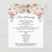 Elegantes rosa, florales Quinceanera-Programm (Rückseite)