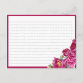 Elegantes, rosa, florales Rezept Brautparty Begleitkarte (Rückseite)