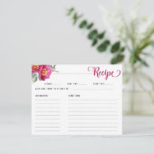 Elegantes, rosa, florales Rezept Brautparty Begleitkarte (Stehend Vorderseite)