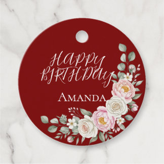 Elegantes rosa florales rundes personalisiertes Ge Geschenkanhänger