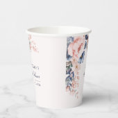 Elegantes rosa, florales Script-Brautparty Pappbecher (Links)