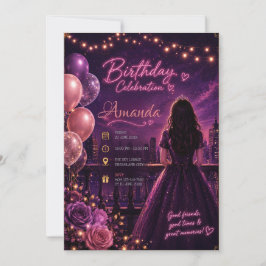 Elegantes rosa florales Sweet 16 Geburtstags- Einladung