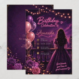 Elegantes rosa florales Sweet 16 Geburtstags- Einladung