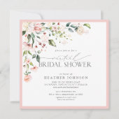 Elegantes, rosa, florales virtuelles Brautparty Einladung (Vorderseite)