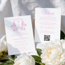 Elegantes rosa florales Wappen All-in-One-Hochzeit