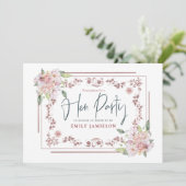 Elegantes Rosa Florals Frame Glam Hen Party Einladung (Stehend Vorderseite)