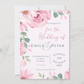 Elegantes Rosa Florals Hochzeitsfeier (Vorderseite)