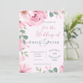 Elegantes Rosa Florals Hochzeitsfeier (Stehend Vorderseite)