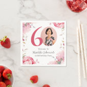 Elegantes Rosa Foto 60. Geburtstagsparty Serviette (Beispiel)