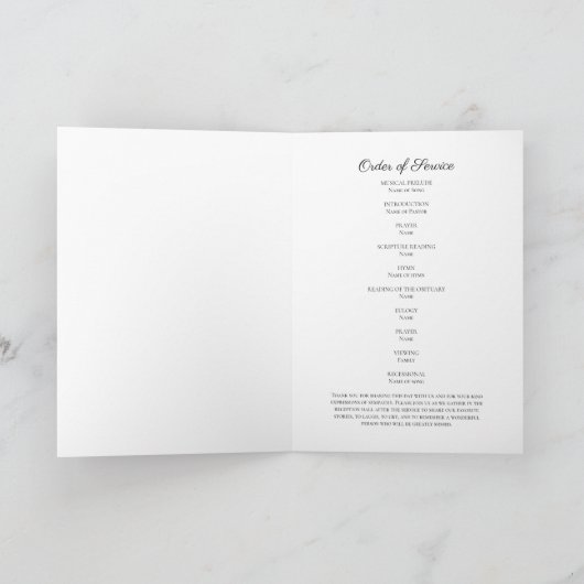 Elegantes Rosa Foto Beerdigung Gedenkmal Programm (Innenseite)