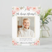 Elegantes Rosa Foto Beerdigung Gedenkstätte Dankeskarte (Stehend Vorderseite)