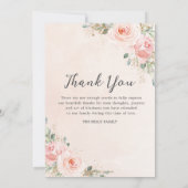 Elegantes Rosa Foto Beerdigung Gedenkstätte Dankeskarte (Rückseite)