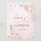 Elegantes Rosa Foto Beerdigung Gedenkstätte Dankeskarte (Rückseite)