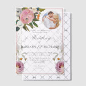 Elegantes Rosa Foto Blumenwasser Hochzeit Pergament Einladungen (Versetzt (Einladung))