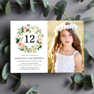 Elegantes Rosa Foto Geburtstagsparty Einladung