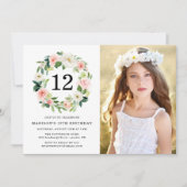 Elegantes Rosa Foto Geburtstagsparty Einladung (Vorderseite)