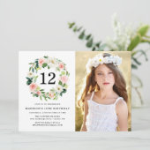 Elegantes Rosa Foto Geburtstagsparty Einladung (Stehend Vorderseite)