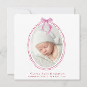 Elegantes Rosa Foto Girl's Birth Ankündigung (Vorderseite)