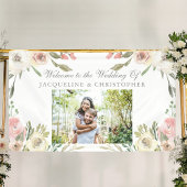 Elegantes Rosa Foto Hochzeit Begrüßung Banner