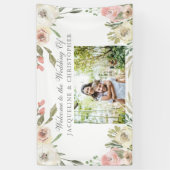 Elegantes Rosa Foto Hochzeit Begrüßung Banner (Vertikal)