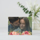 Elegantes Rosa Foto Hochzeit mit Goldmedaille rett Ankündigungspostkarte (Stehend Vorderseite)