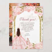 Elegantes Rosa Foto Quinceañera Dankeskarte (Vorne/Hinten)