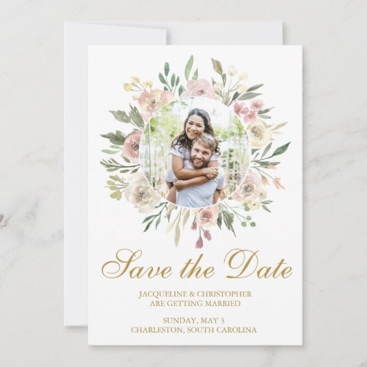 Elegantes Rosa Foto Save the Date (Vorderseite)