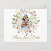 Elegantes Rosa Foto Save the Date Postkarte (Vorderseite)