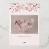 Elegantes rosa Foto Taufe Folieneinladung (Rückseite)