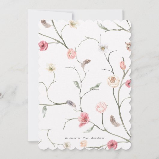 Elegantes, rosa Frühlingsgarten Brautparty inv Einladung (Rückseite)