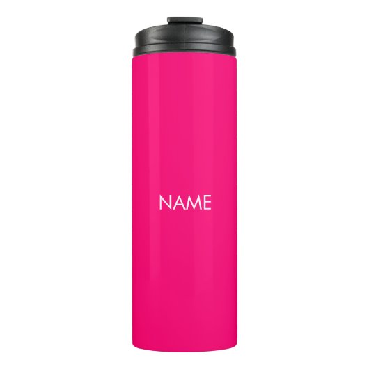 Elegantes, rosa Fuchsia individuelle Name-Monogram Thermosbecher (Vorderseite)