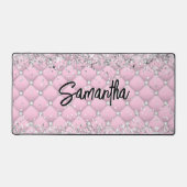 Elegantes rosa funkelnd Glitzer Monogramm Schreibtischunterlage (Vorderseite)